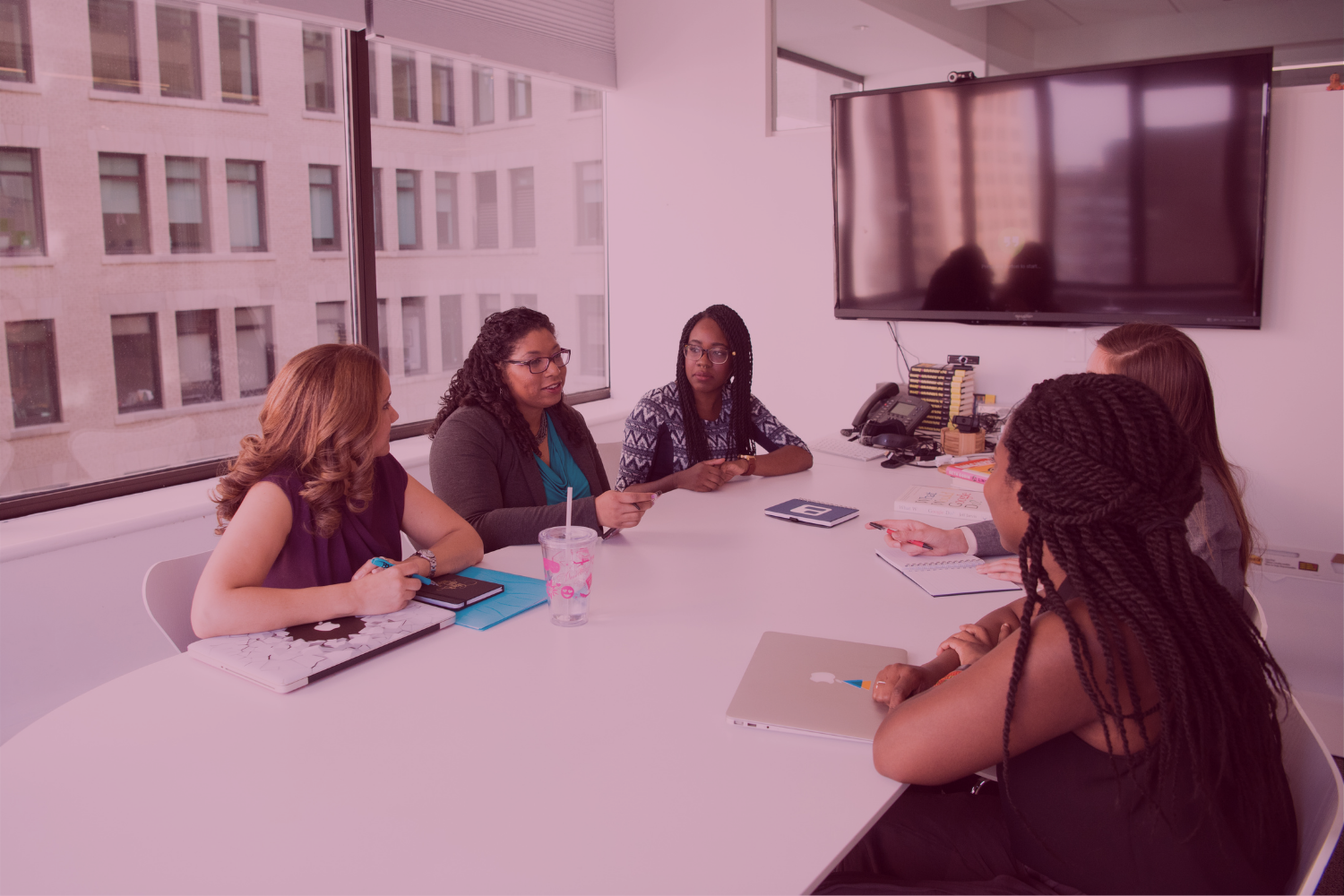 Women working in a conference room