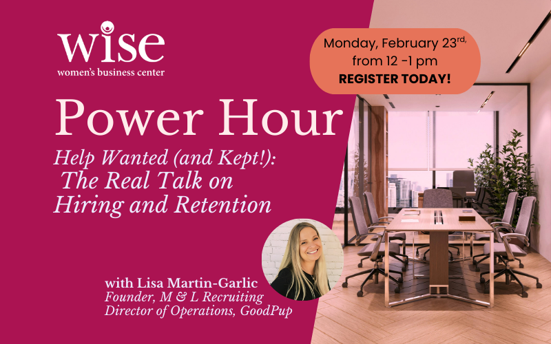 Power Hour Hiring and Retention Slider with Lisa Martin-Garlic on Monday February 23rd from 12 - 1 PM via Zoom and Facebook Live